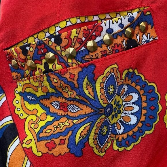 Lovers and Friends Red/Blue/Yellow Studded Floral Tribal Shorts. Size M. EUC! - Picture 4 of 6